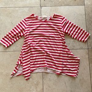 Girls 12 btween red and white striped shirt